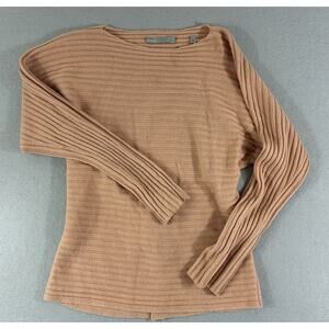 Vince Wool Cashmere Shaker Knit Ribbed‎ Women’s Pink Open Back Sweater Size S